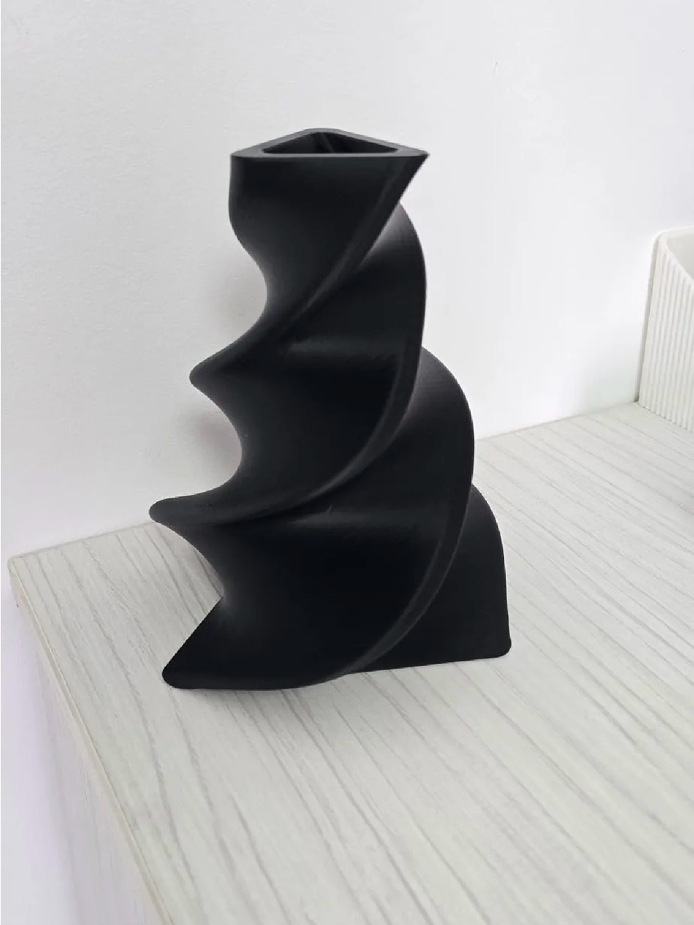 Modern Black Spiral Ceramic Vase - Home Accents